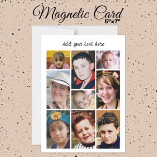 9 photo collage add text white magnetic card