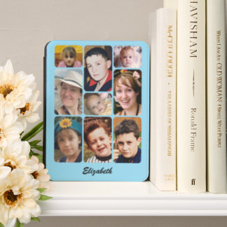 9 photo collage and name blue black kindle cover