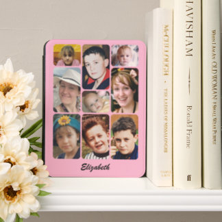 9 photo collage and name pink black kindle cover