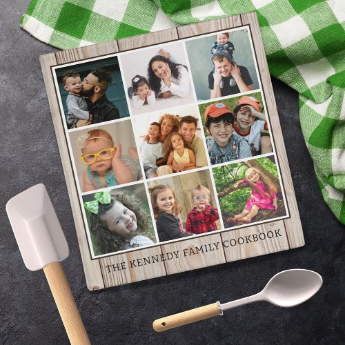 9 Photo Collage Barn Wood Family Recipe Cookbook 3 Ring Binder