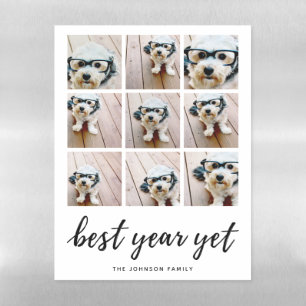 9 Photo Collage Best Year Yet Black Calligraphy Magnetic Dry Erase Sheet