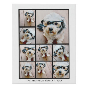 9 Photo Collage - black and white background Faux Canvas Print