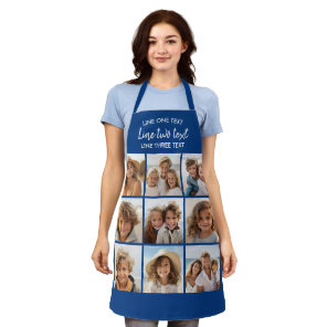 9 Photo Collage - blue with white text Apron
