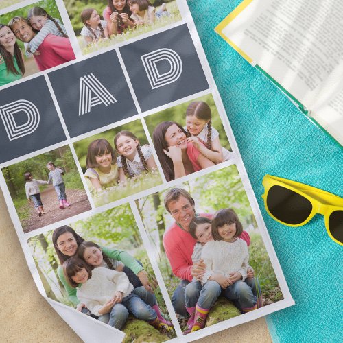 9 Photo Collage Dad Fathers Day Beach Towel