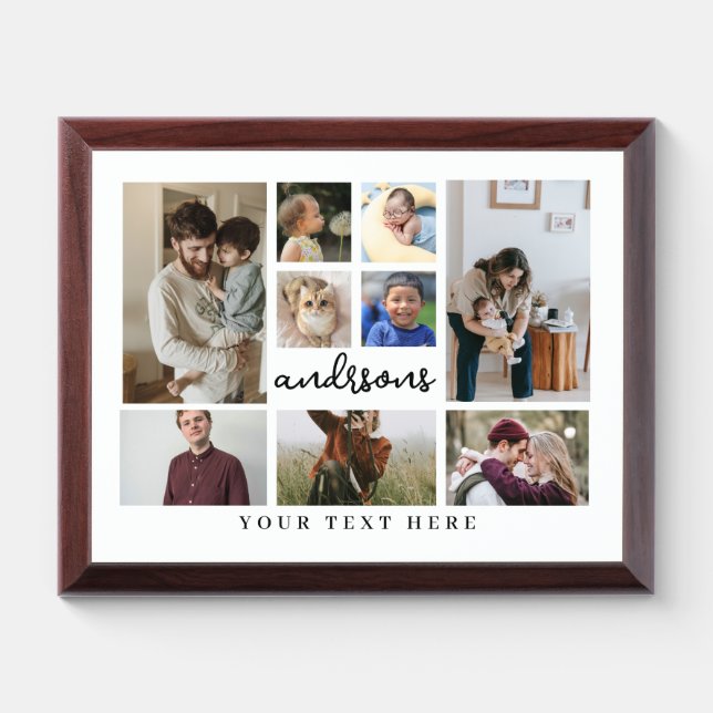 9 Photo Collage Family Award Plaque (Horizontal)