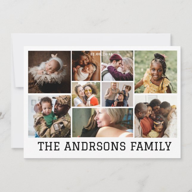 9 photo collage family holiday card | Invitation (Front)