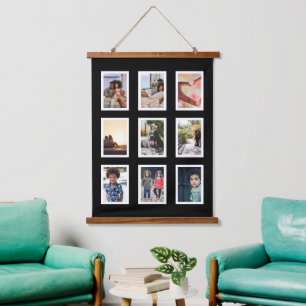 9 Photo Collage Family Personalized Hanging Tapestry