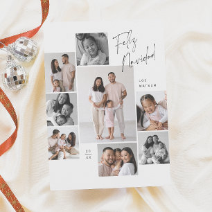 9 Photo Collage Feliz Navidad Spanish Christmas Holiday Card