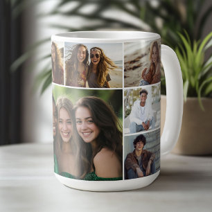 9 Photo Collage Gallery Grid -- White Coffee Mug
