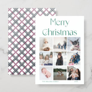 9 photo collage grid elegant Christmas Card