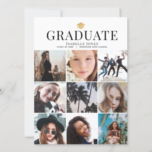 9 Photo Collage Minimalist White Graduation