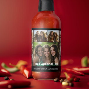 9 Photo Collage Optional Text -- CAN Edit Black Hot Sauces