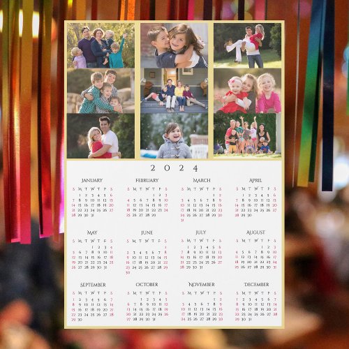 9 Photo Collage Personalized 2024 Family Calendar