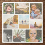 9 Photo Collage Rounded Coaster<br><div class="desc">Personalized 9 photo collage with rounded frames table drink coasters. Perfect premium gift for close family.</div>