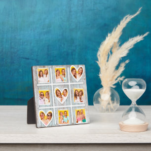 9 Photo Collage Rustic Wood Hearts Best Friends Plaque
