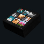 9 Photo Collage Template Black Present Gift Box<br><div class="desc">Personalized Photo Grid with Rounded Black Frame Storage Box for Jewellery & Personal keepsakes.</div>