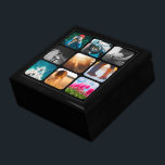 9 Photo Collage Template Black Present Gift Box<br><div class="desc">Personalized Photo Grid with Rounded Black Frame Storage Box for Jewellery & Personal keepsakes.</div>