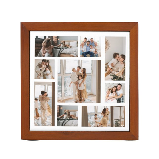 9 Photo Collage Template Personalize Desk Organizer (Front)
