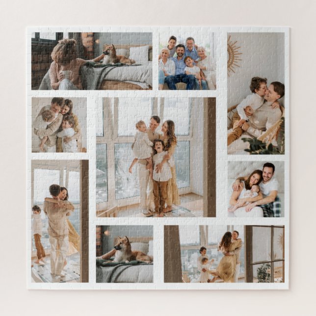 9 Photo Collage Template Personalize Jigsaw Puzzle (Vertical)