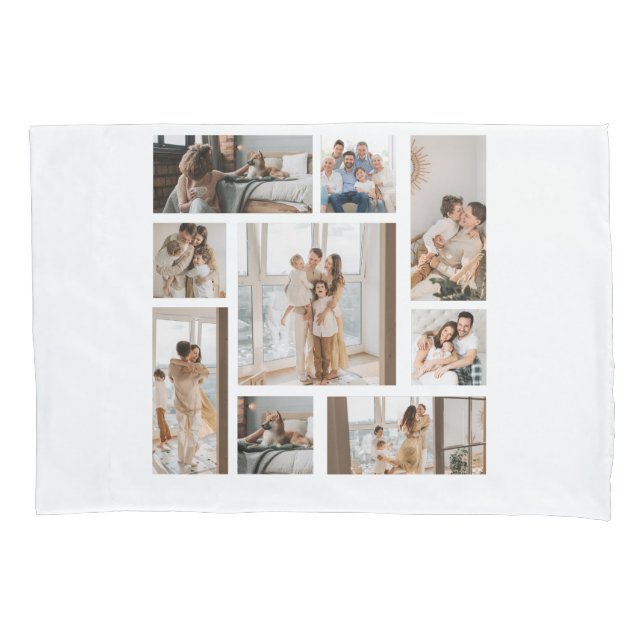 9 Photo Collage Template Personalize pillow case (Front)