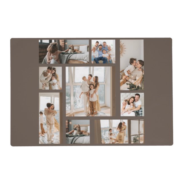 9 Photo Collage Template Personalize Placemat (Front)