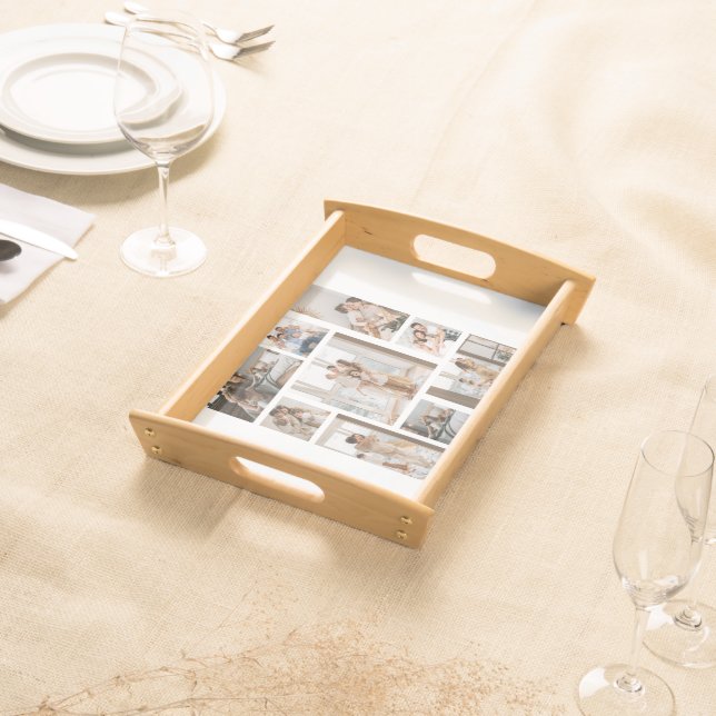 9 Photo Collage Template Personalize Serving Tray (Front)