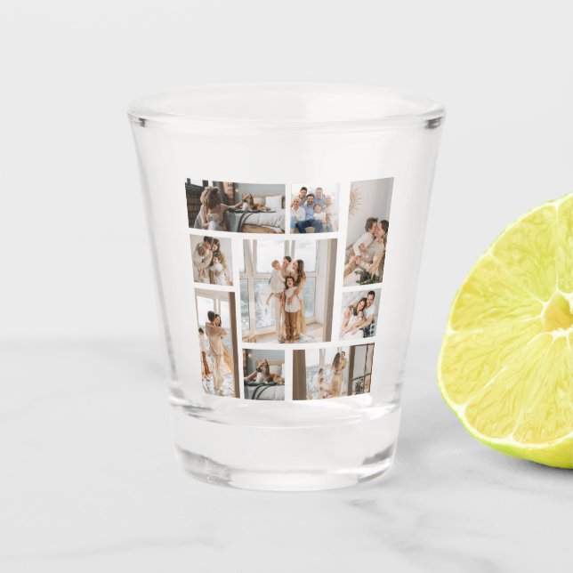 9 Photo Collage Template Personalize Shot Glass (Front)