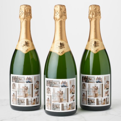 9 Photo Collage Template Personalize  Sparkling Wine Label