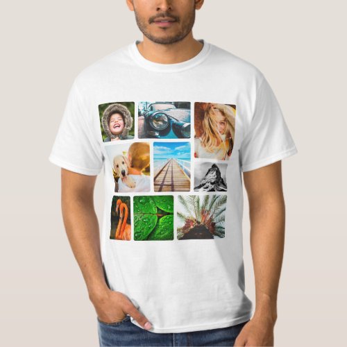 9 Photo Collage Template Rounded Corners T_Shirt