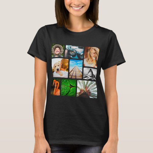 9 Photo Collage Template Rounded T_Shirt