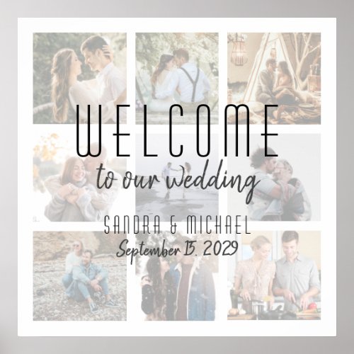 9 Photo Collage Wedding Welcome Poster