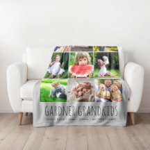 9 Photo Collage with Custom Grandkids Names | Gray