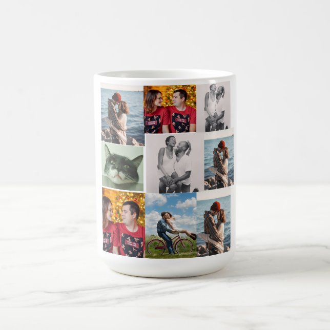 9 Photo Custom Personalized Collage Coffee Mug (Center)