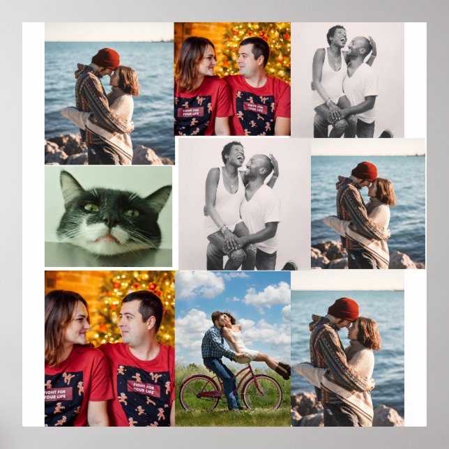 9 Photo Custom Personalized Collage Poster (Front)