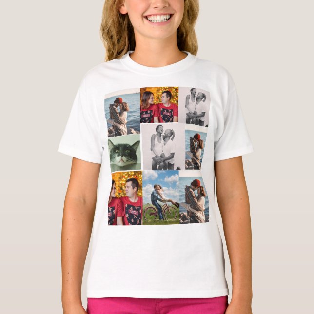 9 Photo Custom Personalized Collage T-Shirt (Front)