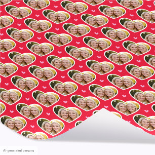 9 Photo Cute Love Heart Elegant Red Pink Pattern Wrapping Paper