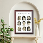 9 Photo Grandaddy or Grandma Gift Personalized Award Plaque<br><div class="desc">Add 9 photos with labels to this personalized wall art. Note: Use an app or free website to remove the background and change to black and white  
in your chosen photographs to achieve this look.</div>