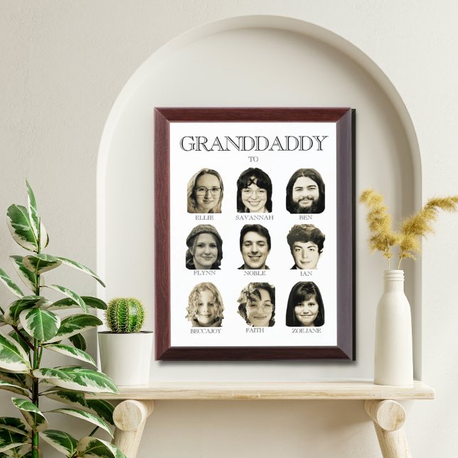 9 Photo Grandaddy or Grandma Gift Personalized Award Plaque (9 Photo Grandaddy or Grandma Gift Personalized Award Plaque)
