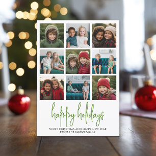 9 Photo Green and Red Dots - Christmas Happy Holiday Card