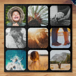 9 Photo Jigsaw Puzzle Template Black Rounded Frame<br><div class="desc">Personalized 9 Photo Jigsaw Puzzle with Rounded Black Frame.</div>