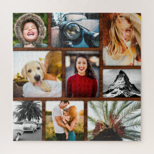 9 Photo Jigsaw Puzzle Wood Frame Collage