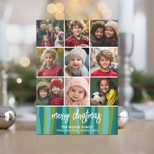 9 Photo - Merry Christmas - Abstract Waves Holiday Card