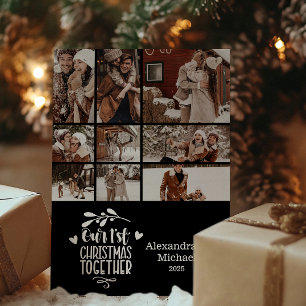 9 Photo Minimalist First Christmas Together Holiday Card