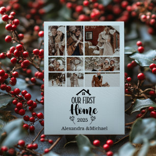 9 Photo Minimialist Christmas Our First Home Holiday Card