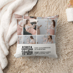 9 Photo Mommy to be Christmas Pregnancy Throw Pillow