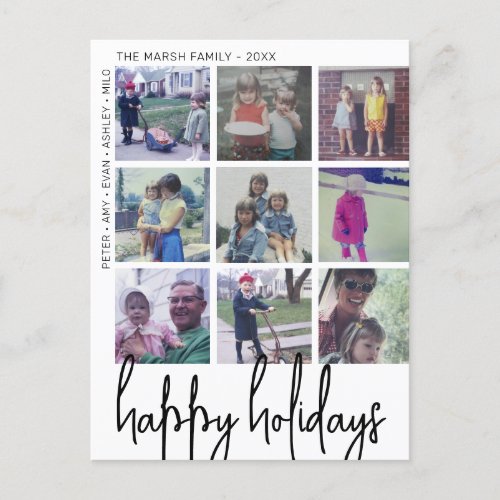 9 Photo Offset _ Happy Holidays Black and White _ Holiday Postcard