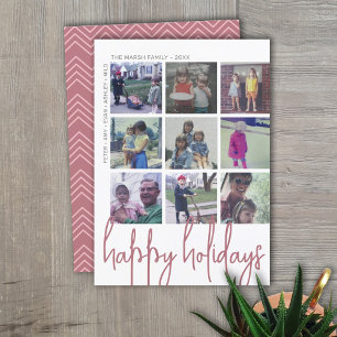 9 Photo Offset - Happy Holidays Navy Holiday Card