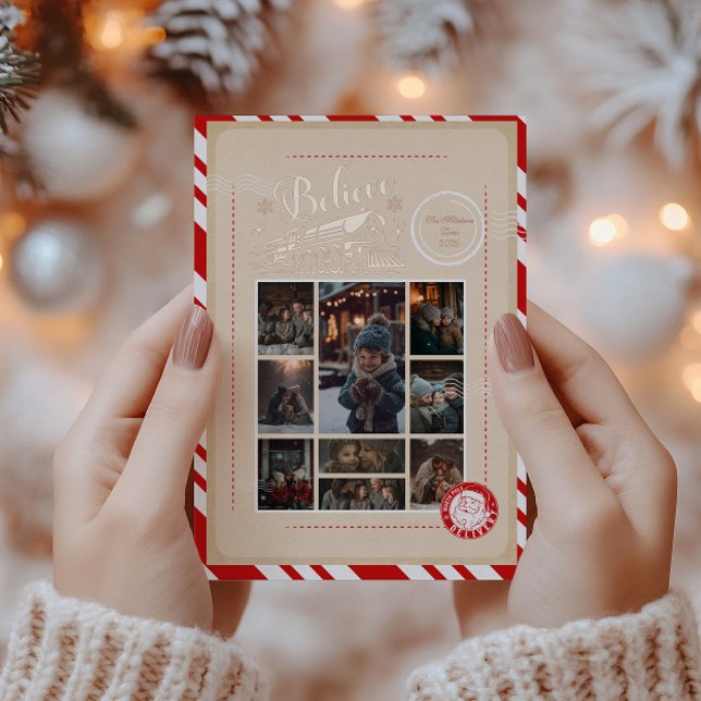 9 Photo Polar Express Christmas Ticket Foil Invitation (Creator Uploaded)