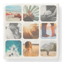9 Photo Template Grid Rounded Framed Marble Stone Coaster 9 Photo Template Grid Rounded Framed Marble Stone Coaster