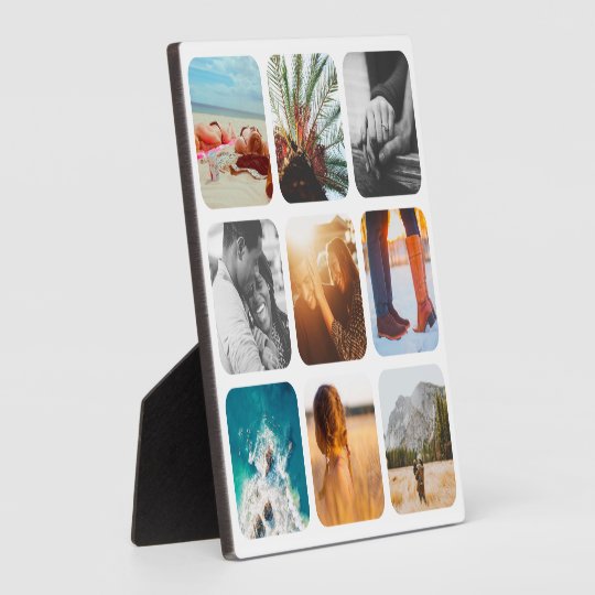 9 Photo Template Grid Rounded White Frame Plaque | Zazzle.com